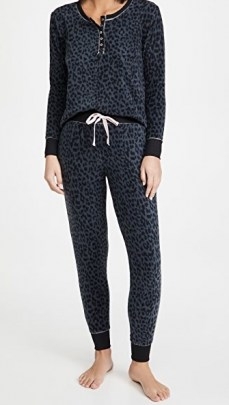 Emerson Road Leopard Long Sleeve Henley PJ Set ~ pyjama sets - flipped