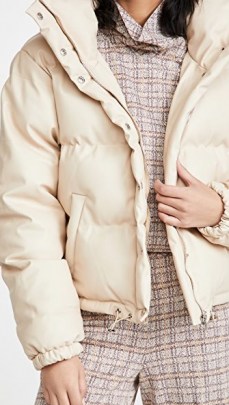 En Saison Puffer Jacket in Natural ~ quilted faux leather jackets