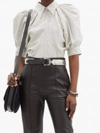 ISABEL MARANT Eori puffed-sleeve striped silk-crepe blouse ~ puff sleeved blouses ~ volume sleeves