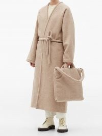 KASSL EDITIONS Felted medium wool-blend tote bag | beige fabric bags | neutral handbags