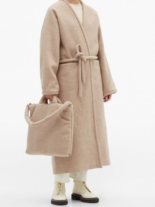 KASSL EDITIONS Felted medium wool-blend tote bag | beige fabric bags | neutral handbags - flipped