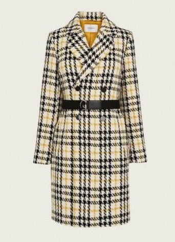 L.K. BENNETT FLORA CREAM CHECK DOUBLE BREASTED COAT / yellow checked coats - flipped