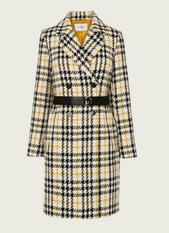 L.K. BENNETT FLORA CREAM CHECK DOUBLE BREASTED COAT / yellow checked coats