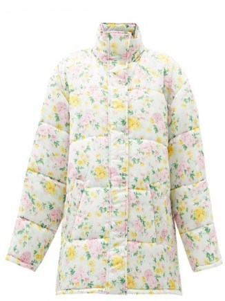 BALENCIAGA Floral-print quilted shell coat ~ padded winter coats ~ flower prints - flipped