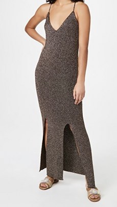 GANNI Glitter Knit Dress / shimmering skinny strap maxi dresses - flipped