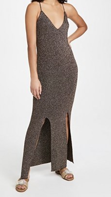 GANNI Glitter Knit Dress / shimmering skinny strap maxi dresses