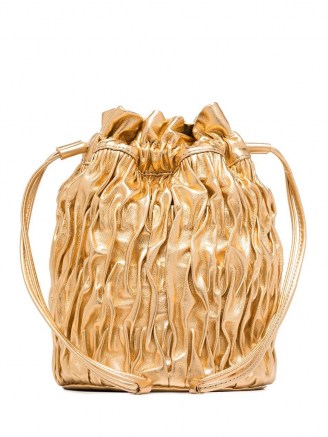 GANNI Gold Ruched Leather Mini Bag | luxe evening bags