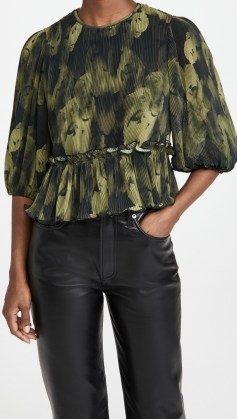 GANNI Pleated Georgette Blouse - flipped
