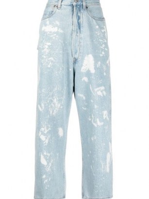 Golden Goose paint-splattered straight-leg jeans | light blue denim