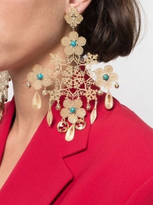 Gucci floral motif drop earrings / oversized statement jewellery