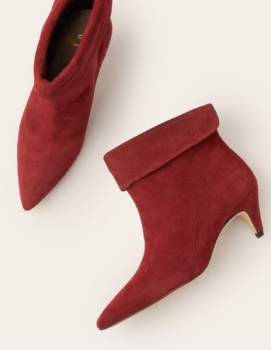 Boden Haddington Ankle Boots – Maroon ~ dark red kitten heel booties