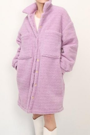 storets Khloe Quilted Teddy Coat ~ lavender teddy coats