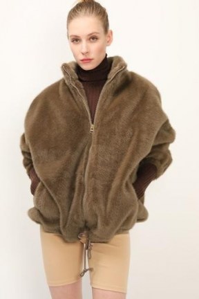 storets Everly Faux Mink Zip Up Jacket ~ casual brown fur jackets