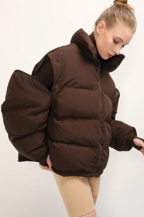 storets Brooklyn Detachable Sleeve Puffer Jacket ~ brown padded jackets - flipped