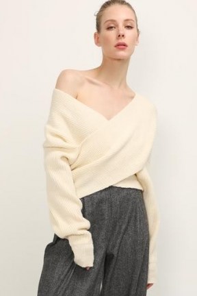 storets Rebecca Ribbed Wrap Sweater | cool contemporary knitwear - flipped