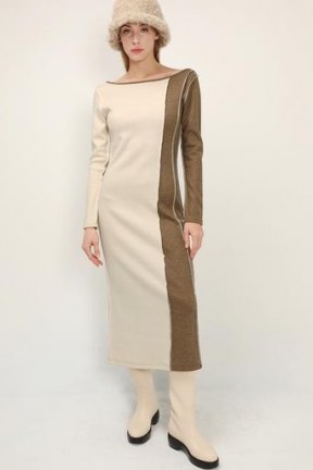 storets Cassidy Color Block Maxi Dress | tonal colourblock rib knit dresses