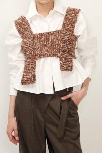 storets Evie Square Neck Knit Bustier ~ brown knitted bustiers ~ contemporary knitwear
