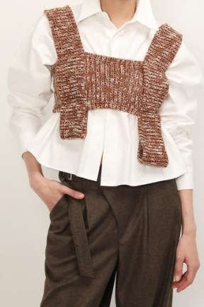 storets Evie Square Neck Knit Bustier ~ brown knitted bustiers ~ contemporary knitwear - flipped
