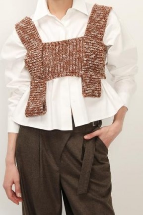 storets Evie Square Neck Knit Bustier ~ brown knitted bustiers ~ contemporary knitwear
