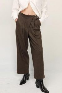 storets Bexley Belted Wrap Pants ~ women’s contemporary brown trousers
