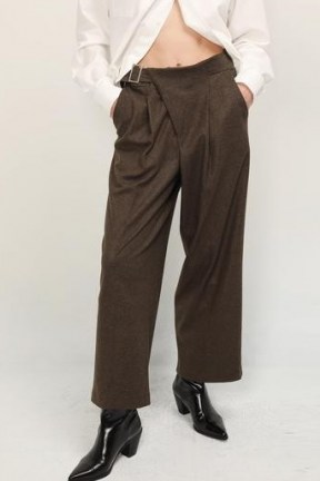 storets Bexley Belted Wrap Pants ~ women’s contemporary brown trousers - flipped