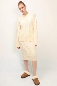 storets Elena Cable Knit 2-Piece Set | knitted midi skirts and sweater sets | slouchy jumpers