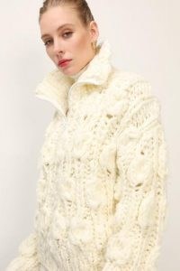 storets Leah Chunky Twist Knit Cardigan | cream front zip cardigans