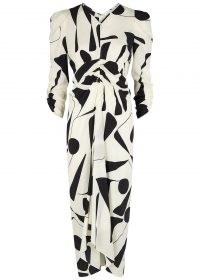 ISABEL MARANT Albi printed stretch-silk midi dress / 80s style glamour / geometric prints / eighties vintage look dresses