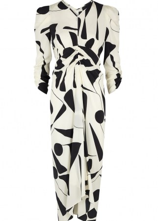 ISABEL MARANT Albi printed stretch-silk midi dress / 80s style glamour / geometric prints / eighties vintage look dresses - flipped