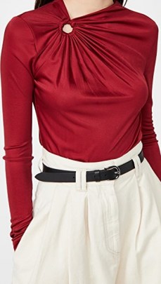 Isabel Marant Dwester Top ~ red asymmetric neckline tops ~ contemporary clothing - flipped