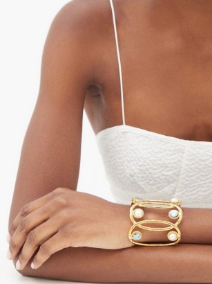 SYLVIA TOLEDANO Jackie pearl and abalone gold-plated cuff ~ luxe cuffs ~ statement jewellery