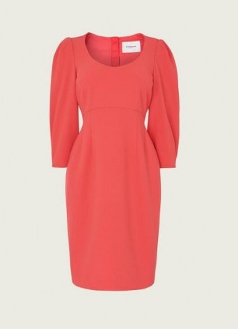 L.K. BENNETT JOSEPHINE PINK CREPE SCOOP NECK SHIFT DRESS ~ feminine coloured dresses