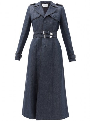 GABRIELA HEARST Karban piped linen-twill trench coat | blue denim-look double belt coats - flipped