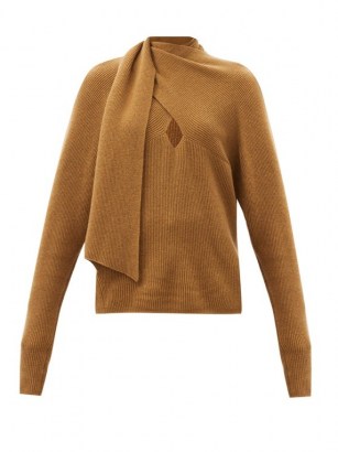 PETAR PETROV Kumi scarf-neck ribbed-knit cashmere sweater | wrap front sweaters - flipped