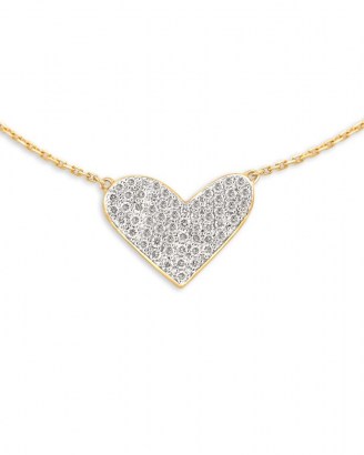 KENDRA SCOTT Large Heart 14k Yellow Gold Pendant Necklace In White Diamond | luxe pendants | hearts | diamonds - flipped
