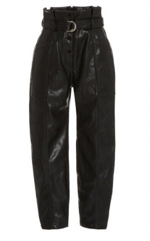 Jonathan Simkhai Leela Faux-Leather Paperbag-Waist Trousers