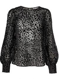 OLIVER BONAS Leopard Print Textured Black Blouse