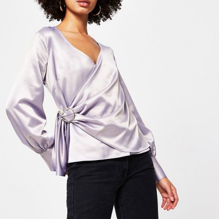 RIVER ISLAND Lilac wrap long sleeve blouse top - flipped