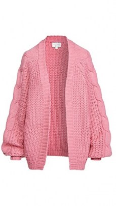 Line & Dot Bailey Cable Knit Cardigan ~ pink chunky open front cardigans