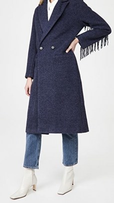 Line & Dot Jesssica Fringe Coat ~ navy blue fringe detail coats - flipped
