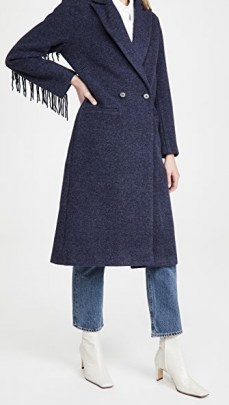 Line & Dot Jesssica Fringe Coat ~ navy blue fringe detail coats