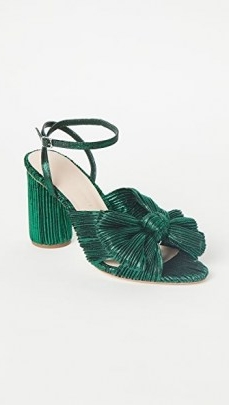 Loeffler Randall Camellia Knot Mules Emerald | green textured block heels