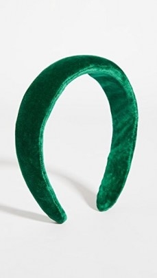 Loeffler Randall Wide Puffy Headband Emerald Green Velvet - flipped