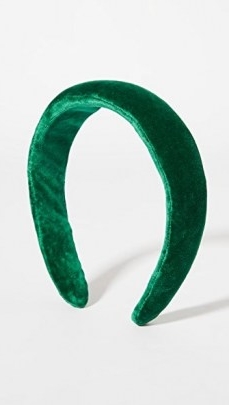 Loeffler Randall Wide Puffy Headband Emerald Green Velvet