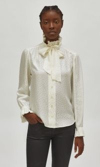 EQUIPMENT LOUDETTE SILK TOP | romantic high neck blouses | pussy bow tops