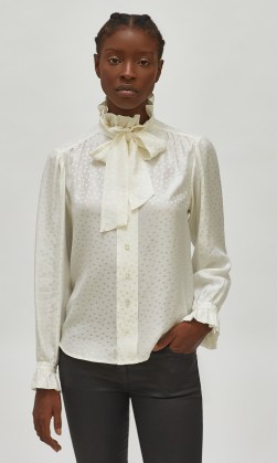 EQUIPMENT LOUDETTE SILK TOP | romantic high neck blouses | pussy bow tops - flipped