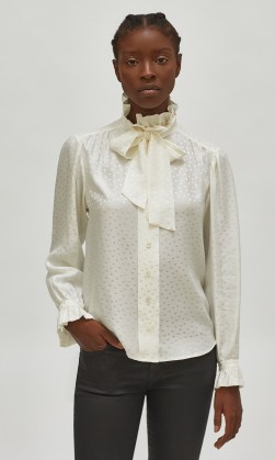 EQUIPMENT LOUDETTE SILK TOP | romantic high neck blouses | pussy bow tops