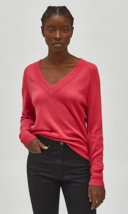 EQUIPMENT MADALENE V-NECK CASHMERE SWEATER | bright sweaters | classic style knitwear - flipped