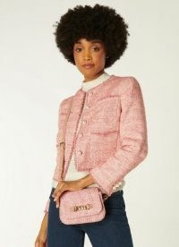 L.K. BENNETT MAIZIE PINK TWEED CROSSBODY BAG | textured flap bags