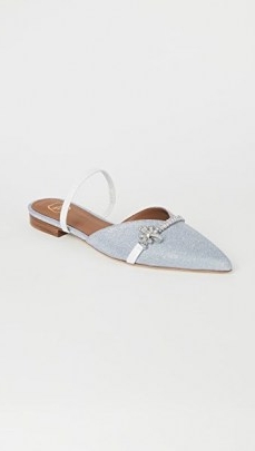 Malone Souliers Lila Flats / silver crystal-embellished point-toe flat shoes